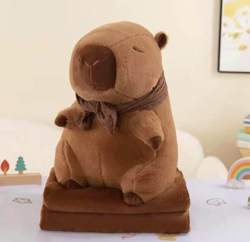 Maskotka Pluszowa na Kocyk Kapibara z Szalikiem Brązowa