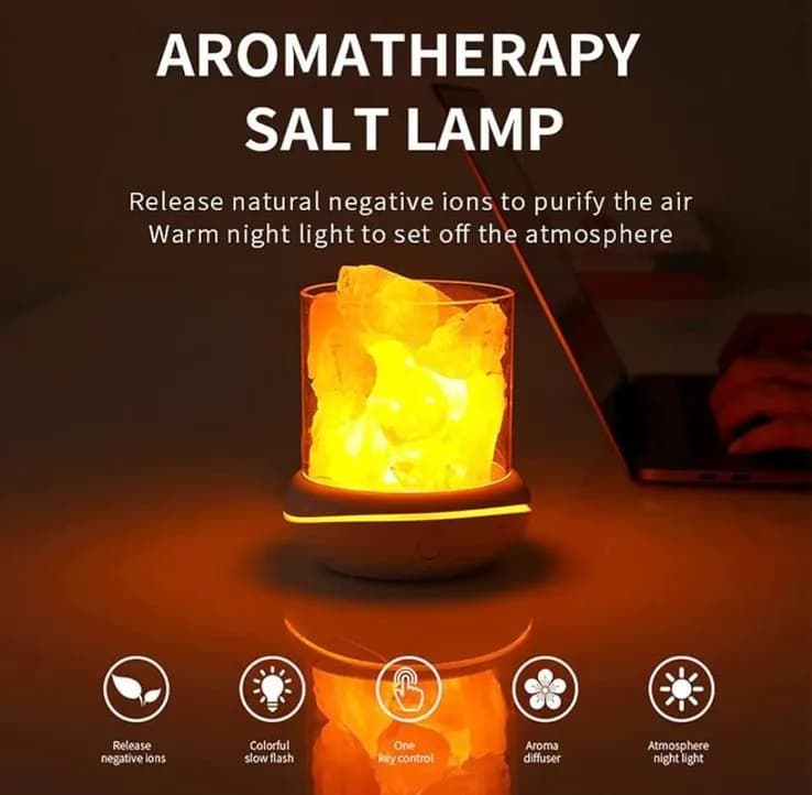 Lampa solna do aromaterapii z dyfuzorem i światłem LED