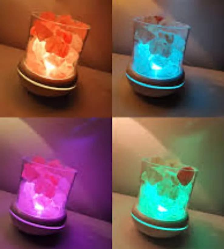 Lampa solna do aromaterapii z dyfuzorem i światłem LED