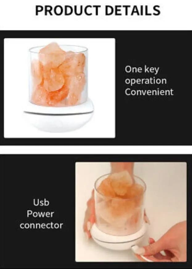 Lampa solna do aromaterapii z dyfuzorem i światłem LED