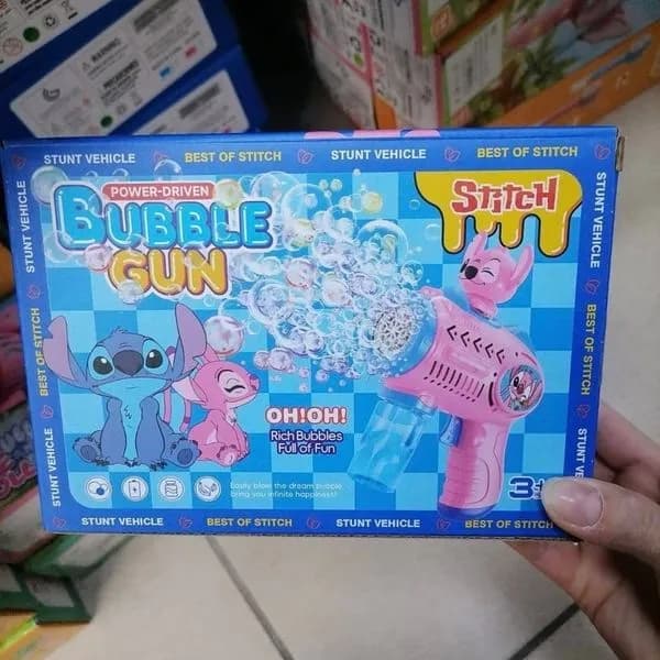 Zabawka Bubble Gun Stitch - Różowy Pistolet do Baniek, 6 szt.