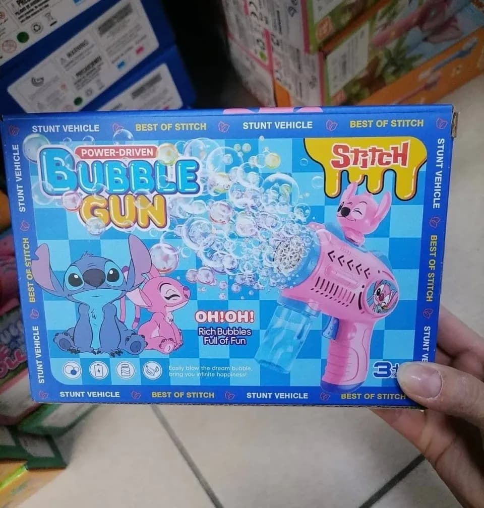 Zabawka Bubble Gun Stitch - Różowy Pistolet do Baniek, 6 szt.