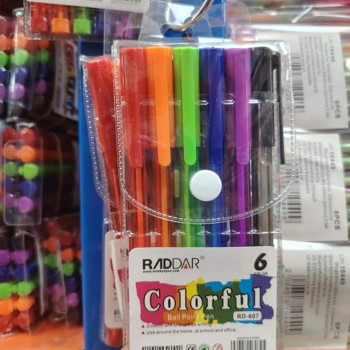 Zestaw Kolorowe Długopisy Kulkowe RADDAR RD-607, 6 sztuk w etui