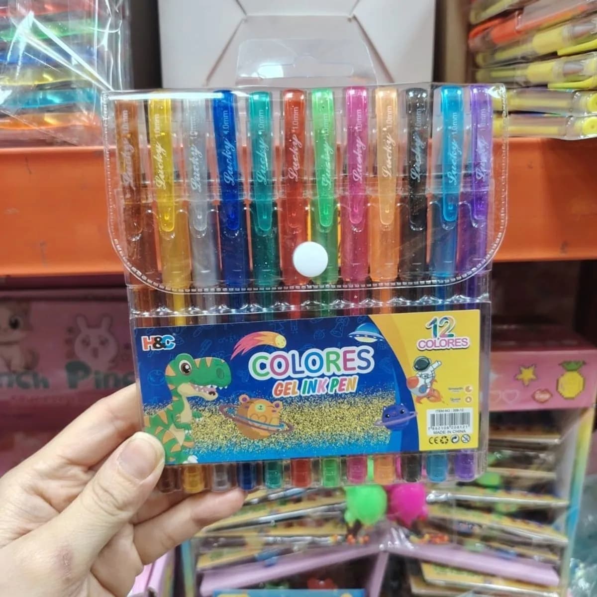 Zestaw Kolorowe Długopisy Żelowe 12 szt H&C 1.0mm w Etui