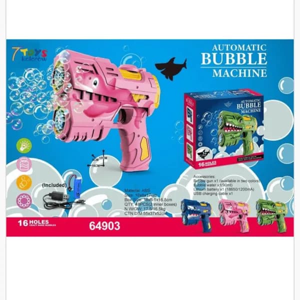 Automatic Bubble Machine - Pistolet do baniek 16 otworów USB