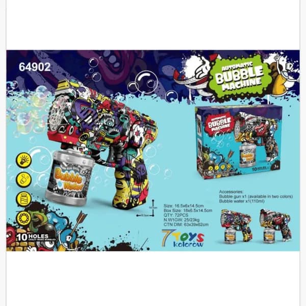 Automatic Bubble Machine Pistolet do baniek 10 otworów Graffiti 16.5cm