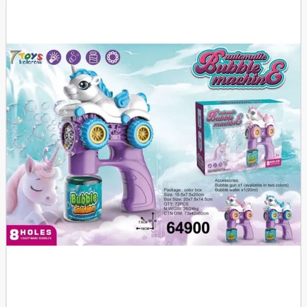 Automatic Bubble Gun Machine Pistolet Jednorożec 8 Oczu 90ml Mix