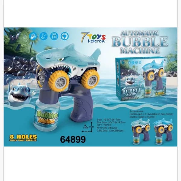 Automatic Bubble Machine Pistolet Rekin 8 Oczu 17cm 90ml 6szt