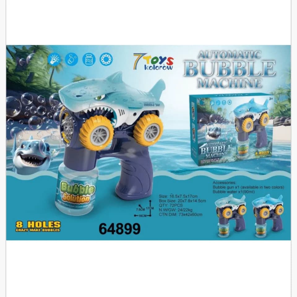 Automatic Bubble Machine Pistolet Rekin 8 Oczu 17cm 90ml 6szt