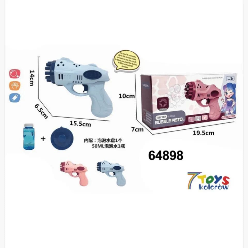 Pistolety Automatic Bubble Machine 15.5cm, 12 otworów, Mix kolorów