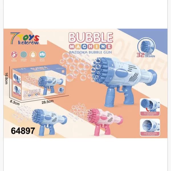Bubble Machine Bazooka 32 otwory pistolet do baniek 28,5cm Mix