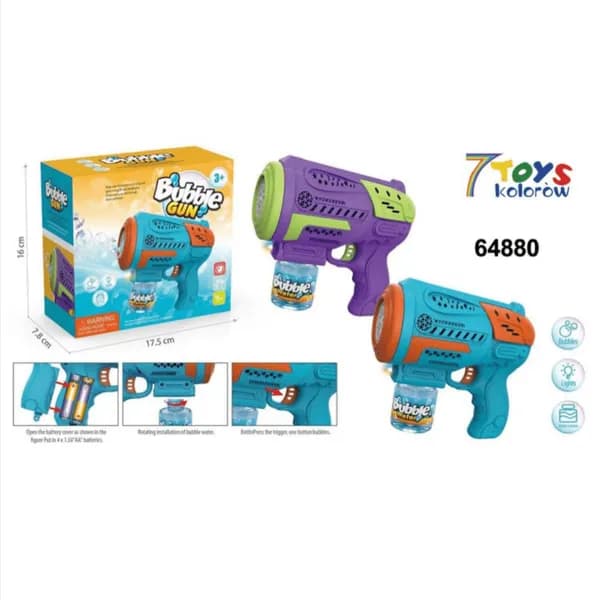 Pistolety Bubble Gun 17,5cm z efektami świetlnymi 6 szt. Mix