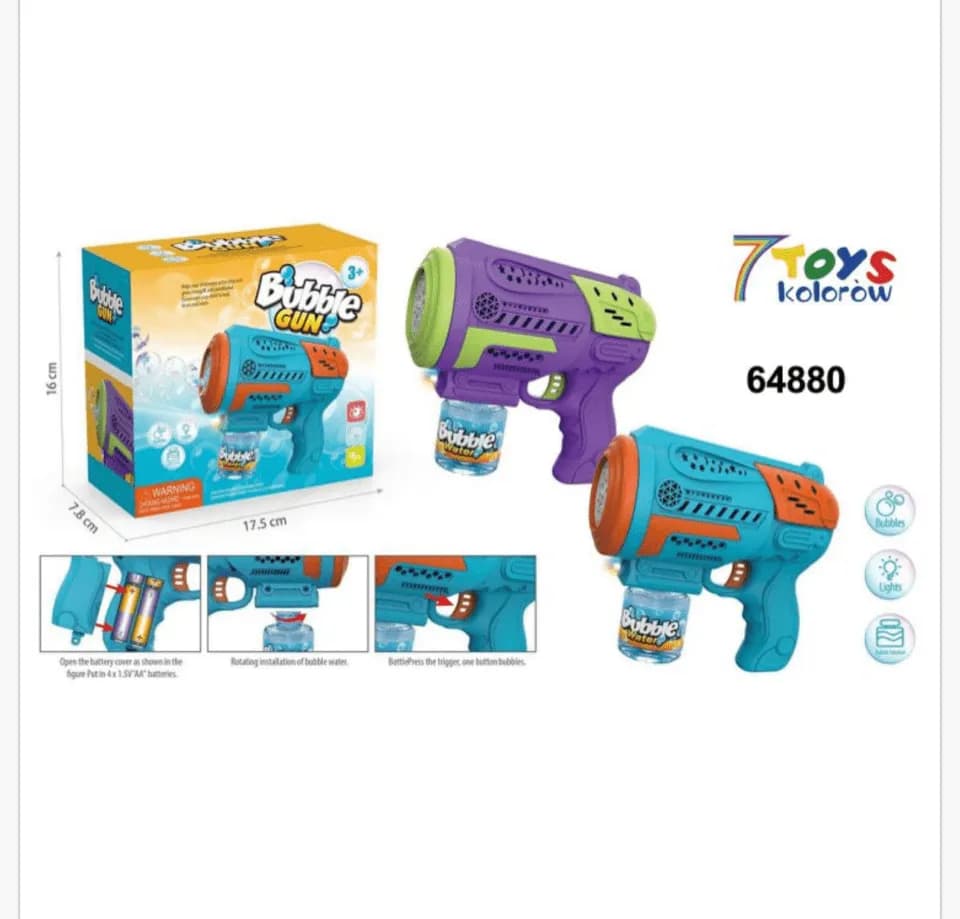 Pistolety Bubble Gun 17,5cm z efektami świetlnymi 6 szt. Mix