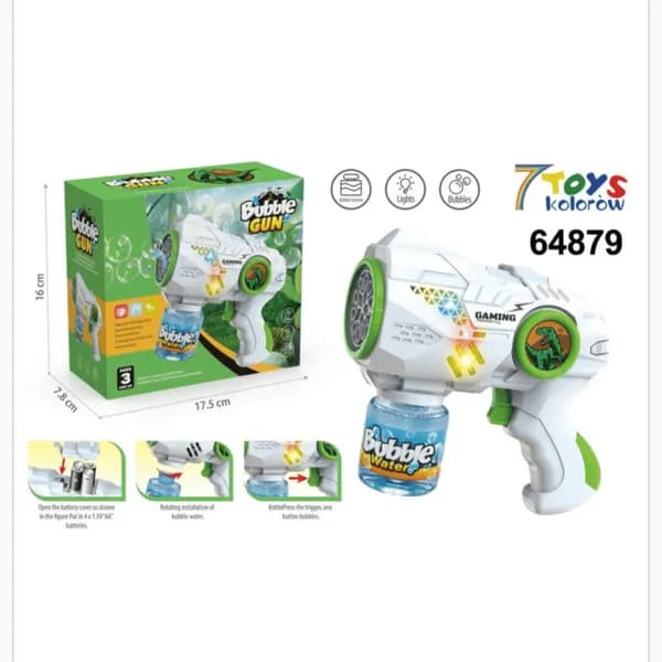 Pistolety Bubble Gun do baniek z efektami świetlnymi 17,5cm