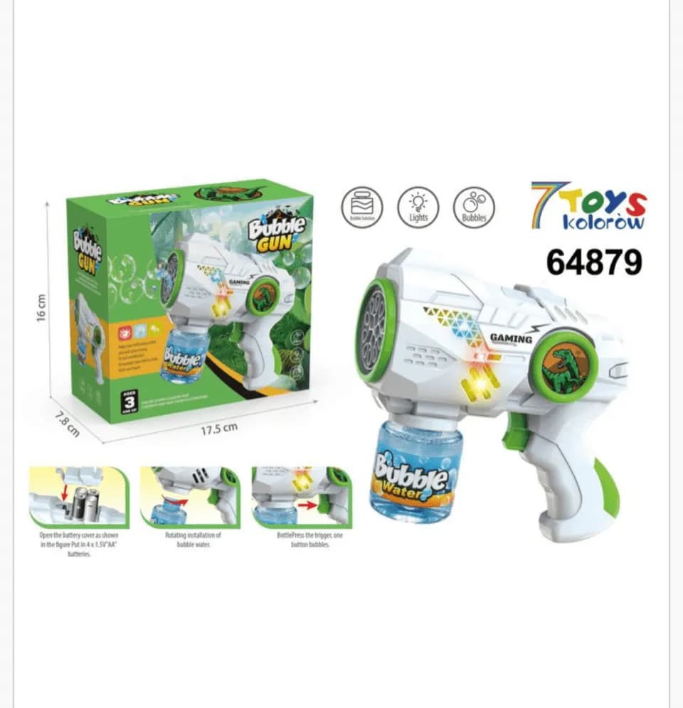 Pistolety Bubble Gun do baniek z efektami świetlnymi 17,5cm