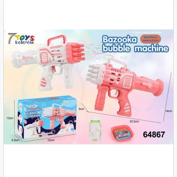 Bazooka Bubble Machine Maszynka do baniek 16 otworów 20,5cm Mix