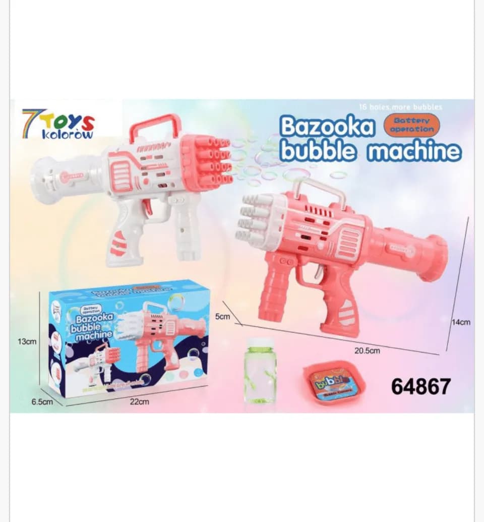 Bazooka Bubble Machine Maszynka do baniek 16 otworów 20,5cm Mix