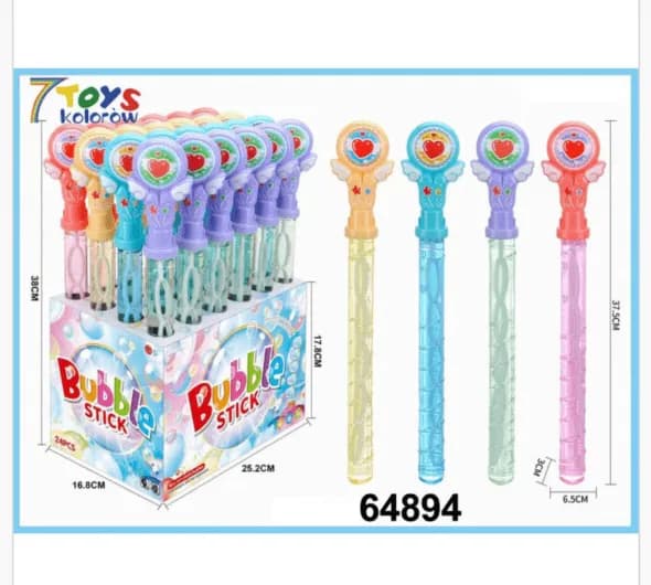 Bubble Stick Miecz do Baniek 37,5cm Serce ze Skrzydłami 24szt