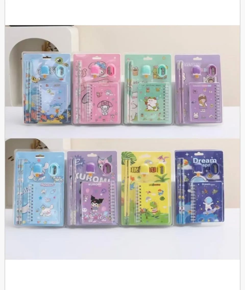Zestaw Papeterii dla Dzieci z Notesem i Akcesoriami, 12 szt.