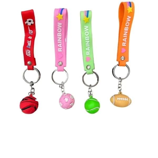 Brelok do Kluczy Sportowy z Paskiem Silikonowym, Mix Wzorów 24szt