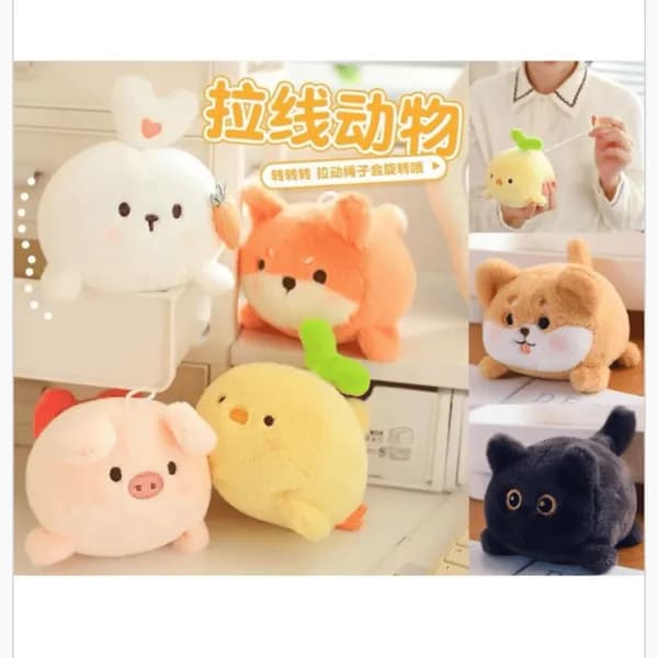 Brelok do Kluczy Pluszowy Zwierzątka Pull-String Mix 12szt