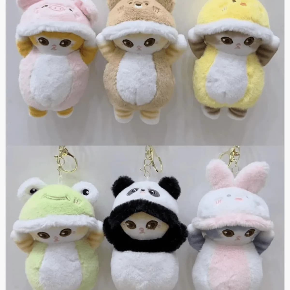 Brelok do Kluczy Pluszowy Kotek w Kostiumie Zwierzątka 12 szt.