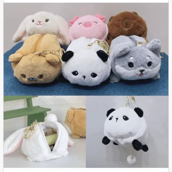 Brelok do Kluczy Pluszowy Portfelik Zwierzątka Mix 12 szt.