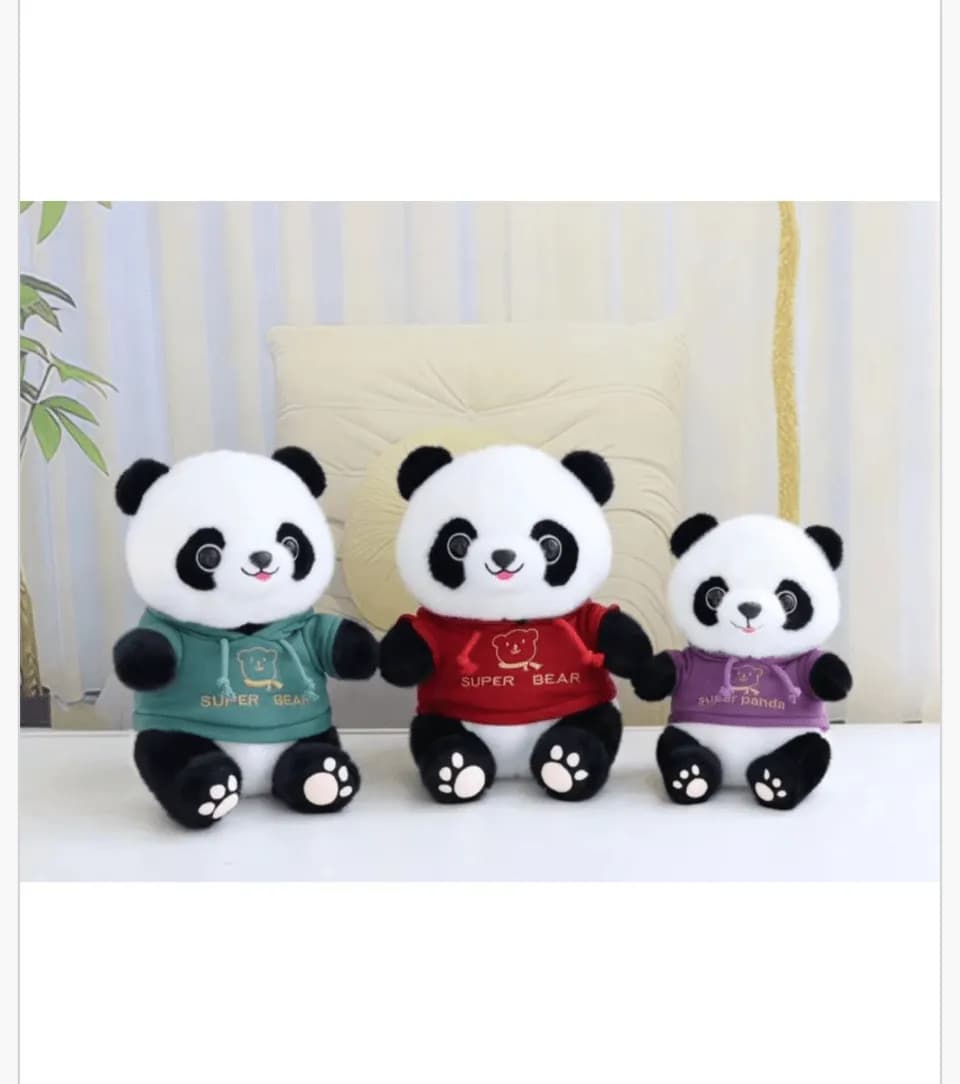 Maskotka Pluszowa Panda w Bluzie z Kapturem 25cm - Mix Kolorów