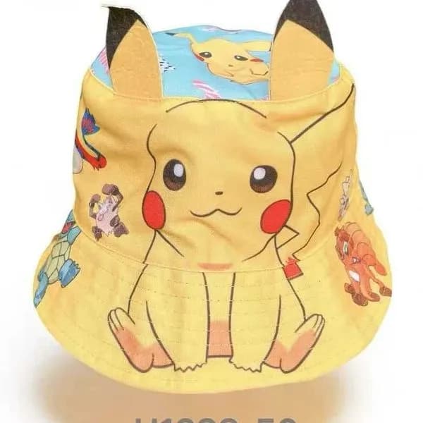 Czapka dla Dzieci Rybaczka Pikachu z Uszami Żółta