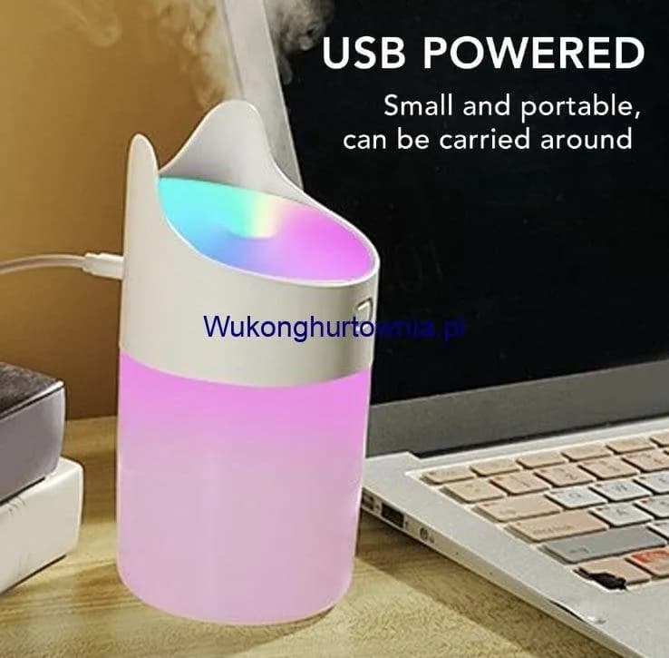 Przenośny dyfuzor z LED kolorowy, zasilany USB, biały