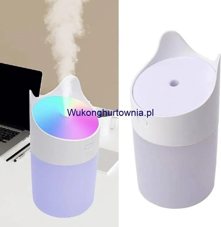 Przenośny dyfuzor z LED kolorowy, zasilany USB, biały