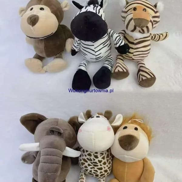 Maskotka Pluszowa 25cm Zwierzęta Safari Mix 6szt
