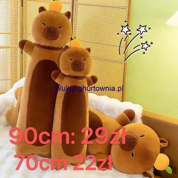 Maskotka Pluszowa Kapibara Długa Poduszka 90cm z Owocem