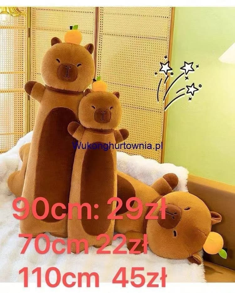 Maskotka Pluszowa Kapibara Długa Poduszka 90cm z Owocem