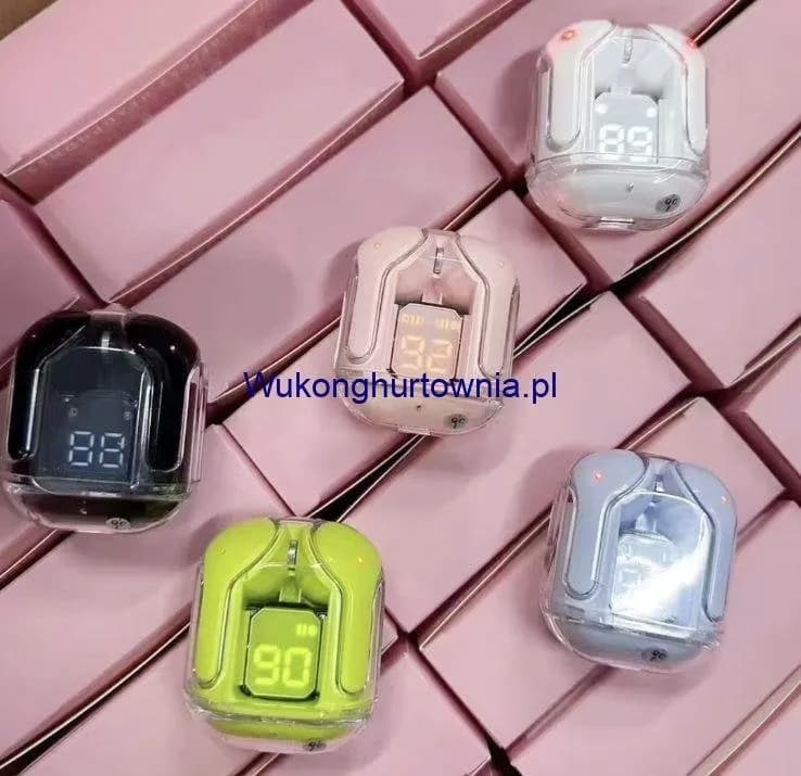 Słuchawki bezprzewodowe TWS z wyświetlaczem LED, etui mix kolorów