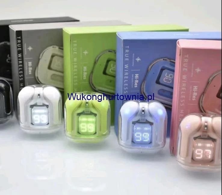 Słuchawki bezprzewodowe TWS z wyświetlaczem LED, etui mix kolorów