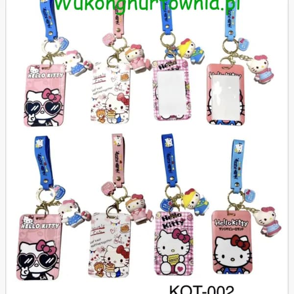 Przywieszka do bagażu Hello Kitty z figurką 3D i smyczą, 12 szt.