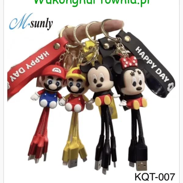 Brelok do Kluczy Kabel 3w1 Postacie Bajkowe M-sunly 12szt