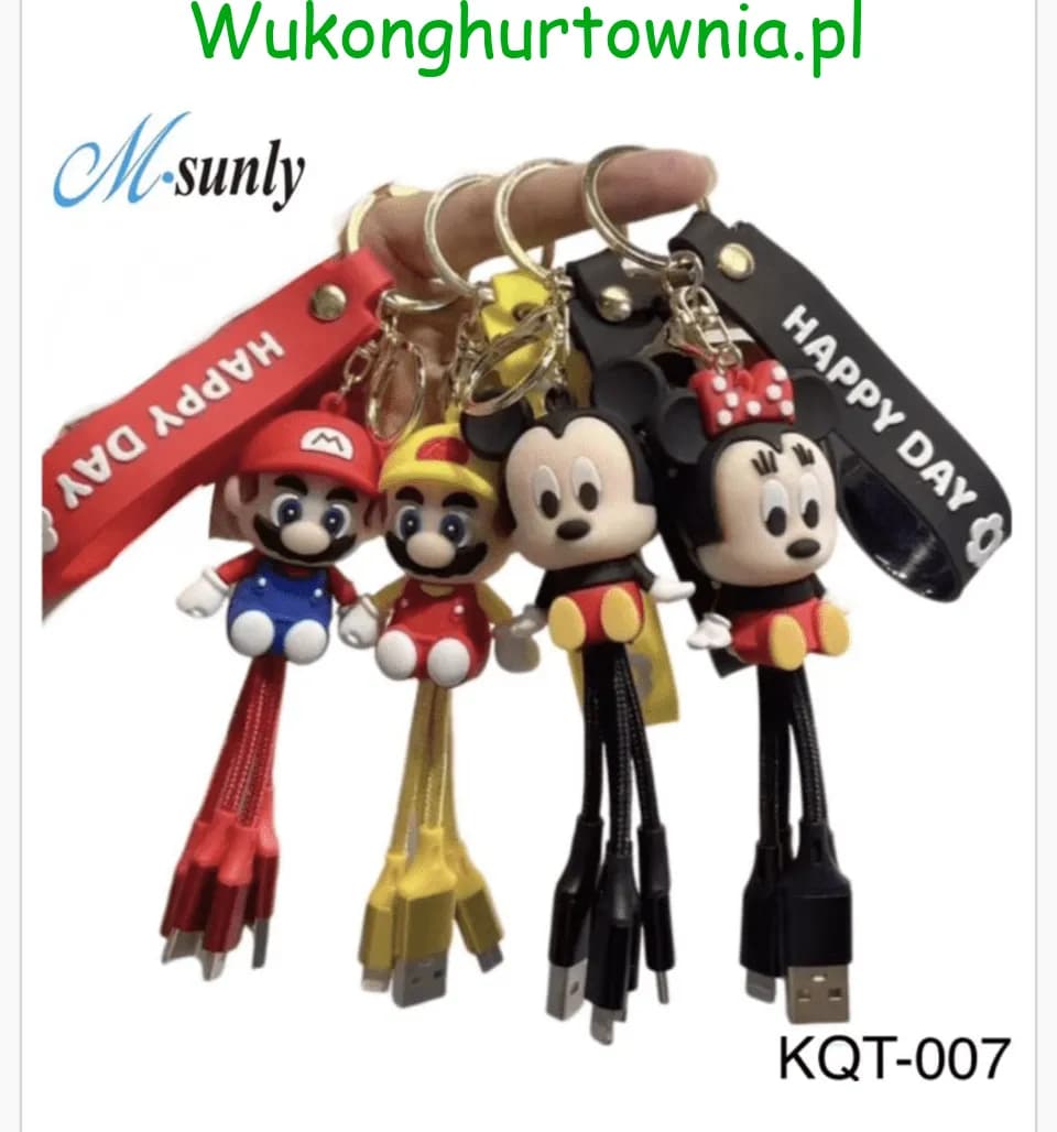 Brelok do Kluczy Kabel 3w1 Postacie Bajkowe M-sunly 12szt