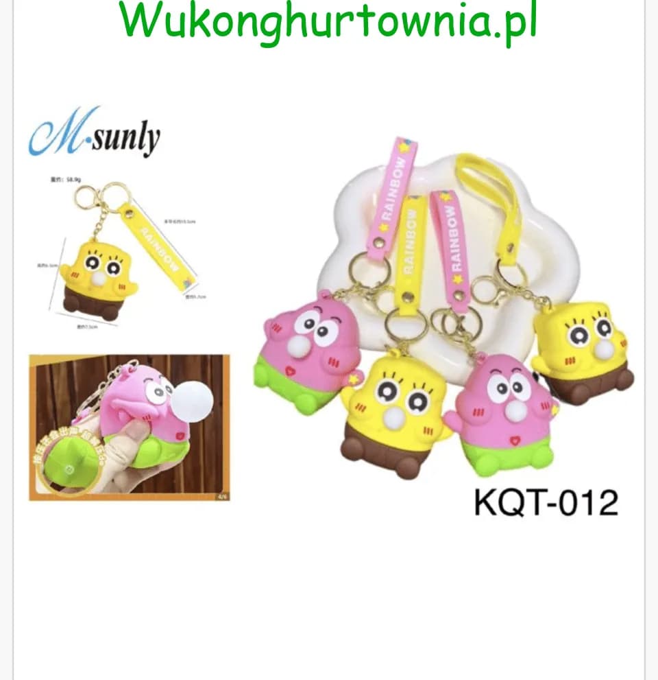 Brelok do Kluczy Gniotek SpongeBob i Patryk z Bańką 12szt