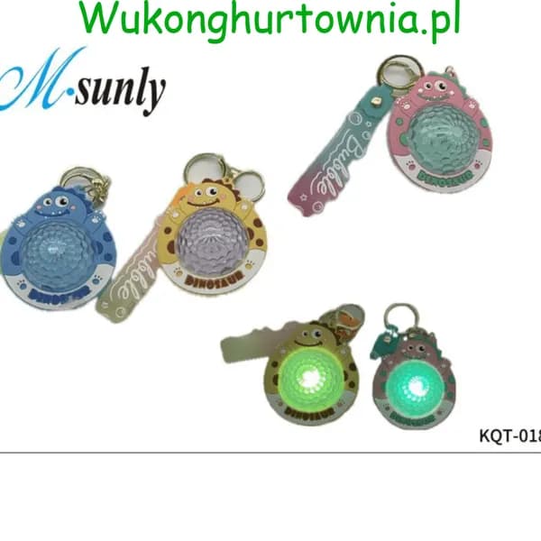 Brelok do Kluczy Dinozaur Świecący LED M-sunly KQT-018 12szt