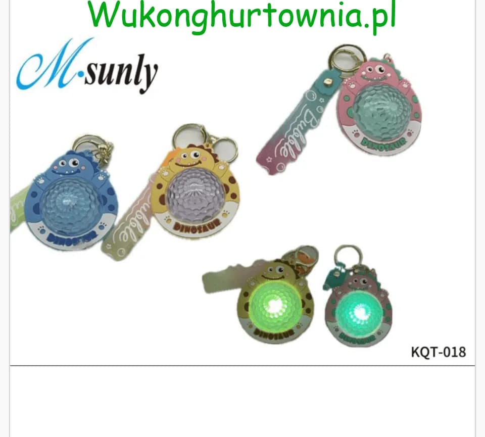 Brelok do Kluczy Dinozaur Świecący LED M-sunly KQT-018 12szt