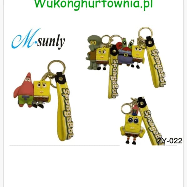 Brelok do Kluczy SpongeBob i Przyjaciele, Gumowy z Paskiem, 12 szt