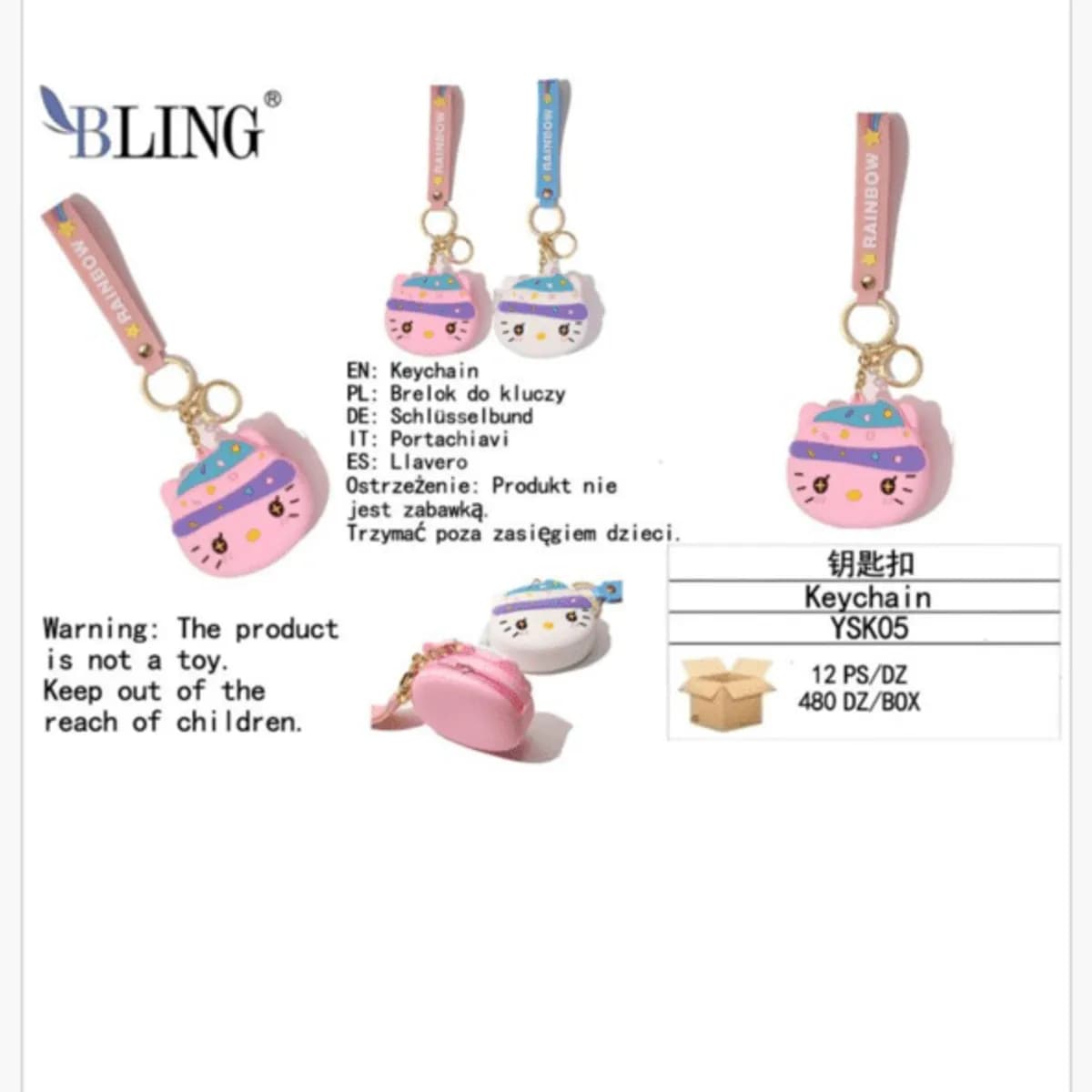 Brelok do Kluczy Silikonowe Etui Kotek BLING YSK05 12szt