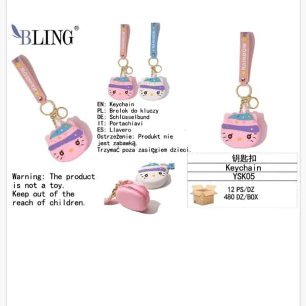 Brelok do Kluczy Silikonowe Etui Kotek BLING YSK05 12szt