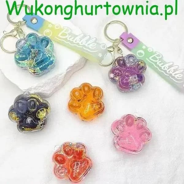 Brelok do Kluczy Łapka z Płynem i Brokatem Bubble 12 szt.