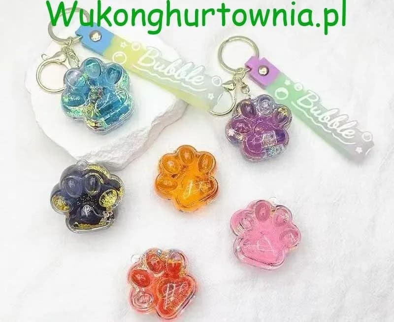 Brelok do Kluczy Łapka z Płynem i Brokatem Bubble 12 szt.