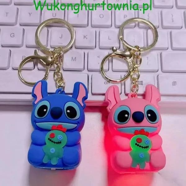 Brelok do Kluczy Stitch i Angel Gumowy z Karabińczykiem 12 szt