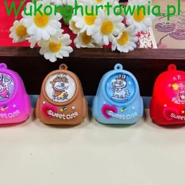 Brelok do Kluczy Plecaczek LED Sweet Cute - Mix Kolorów 12szt