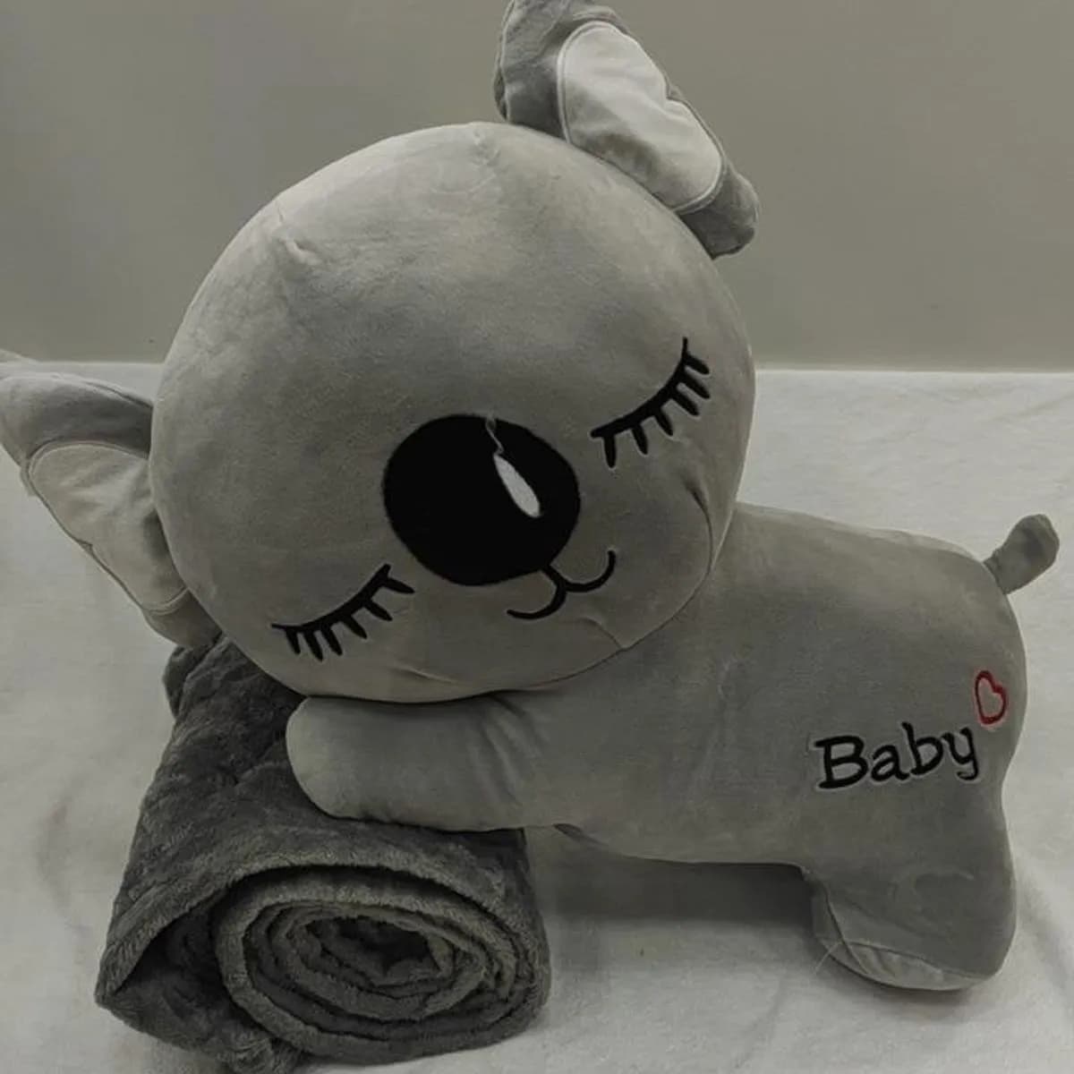 Maskotka na Kocyk Koala Szara z Napisem Baby, Przytulanka